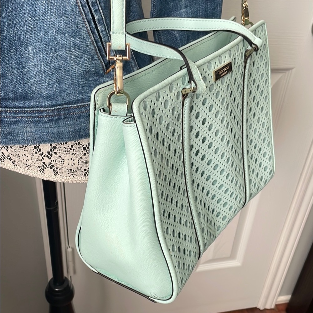 Kate Spade Pastel Aqua Blue Convertible Handbag - Picture 11 of 17